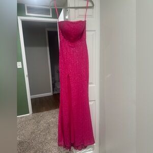 Pink sequin strapless gown